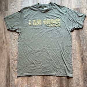 Marvel I AM GROOT Short Sleeve Tee - Olive Green with Yellow Print